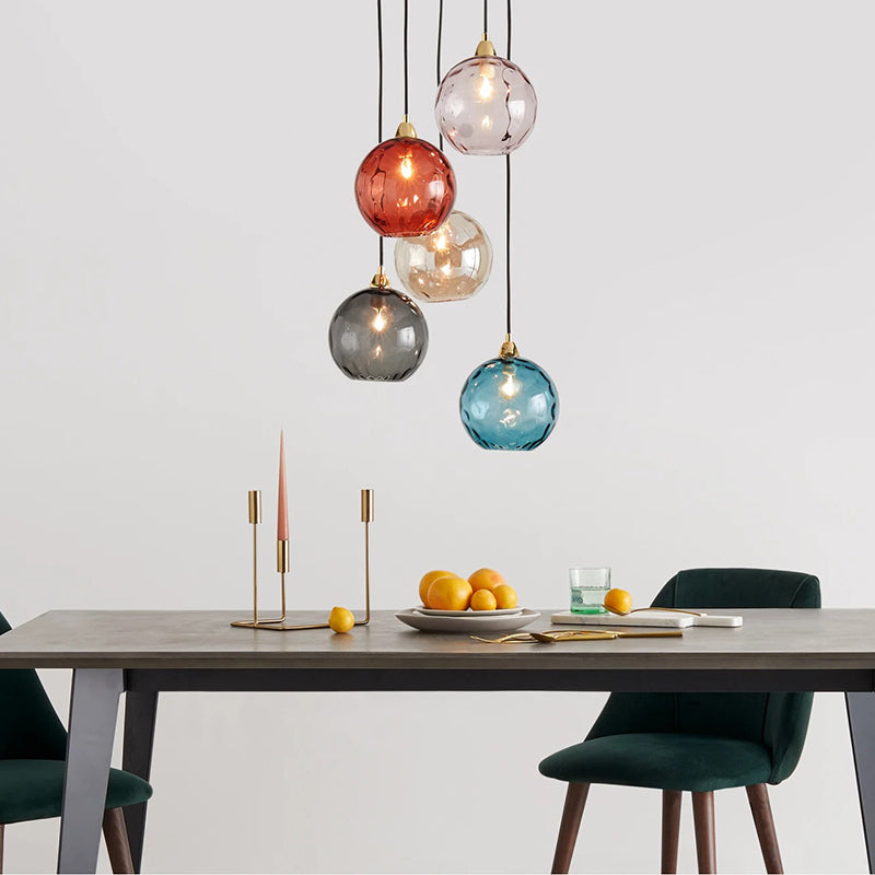 Hailie Lampada a Sospensione Vetro Colorato Palla Ripple dell'Acqua