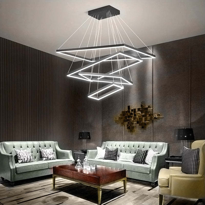 Bouvet Moderno LED Lampada a Sospensione 5 Stratificato Nera Soggiorno/Camera da Letto
