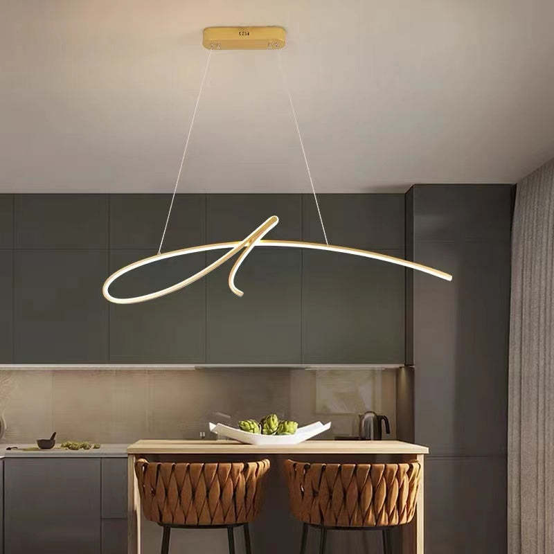 Arisha Lampade a Sospensione Curva Irregolare Moderno Metallo Nero/Oro Ristorante