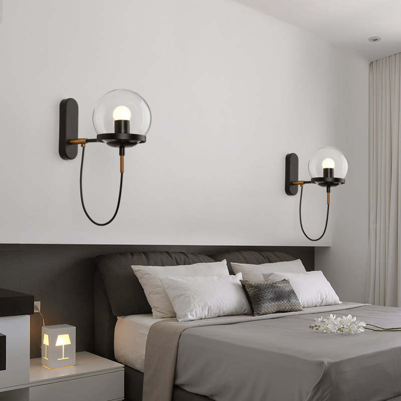 Silva Moderno LED Sfera Applique Metallo Vetro Nero/Bronzo Soggiorno/Camera da Letto