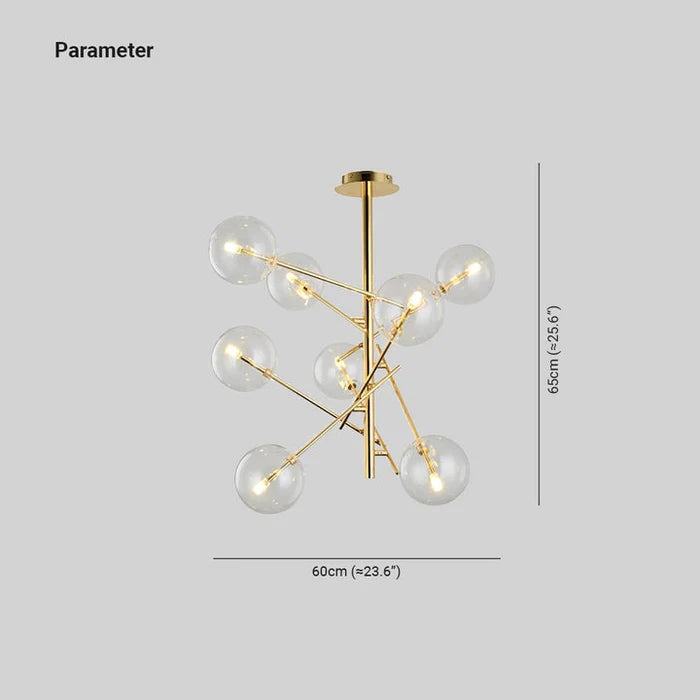 Nordic Lampada a Sospensione Vetro/Metallo Ramo Bolle Soggiorno/Sala da Pranzo Moderna