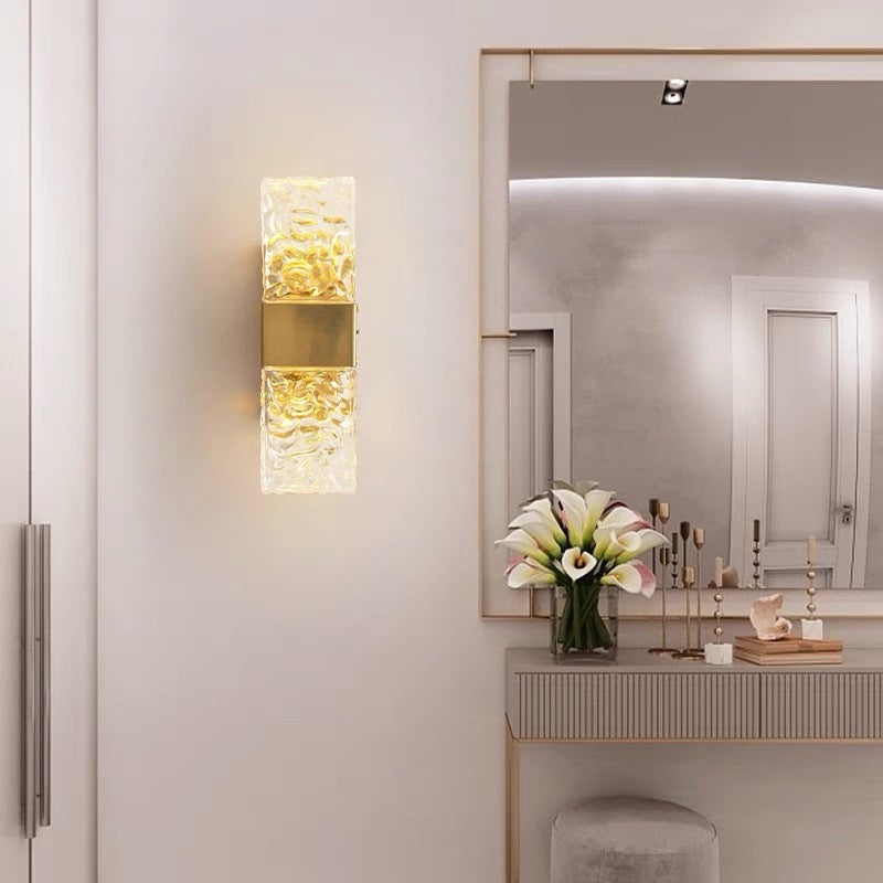 Arisha Moderna LED Trasparente Bellissimo Applique Metallo Acrilico Oro Rettangolare Soggiorno/Camera da Letto