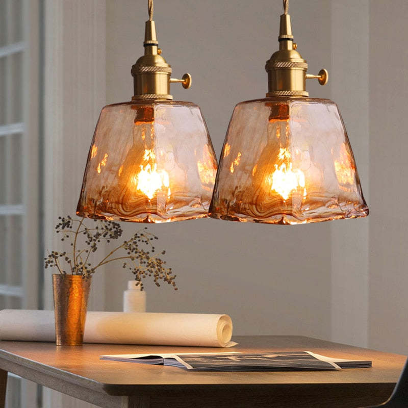 Levy Lampada a Sospensione Industriale Stile Vintage Retro Metallo/Vetro Ottone