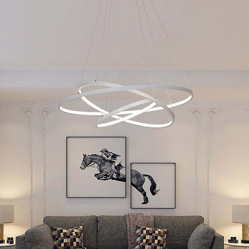 Arisha Design Illuminato LED Lampada a Sospensione Bianco/Nero/Oro Anello Interno Soggiorno/Camera da Letto