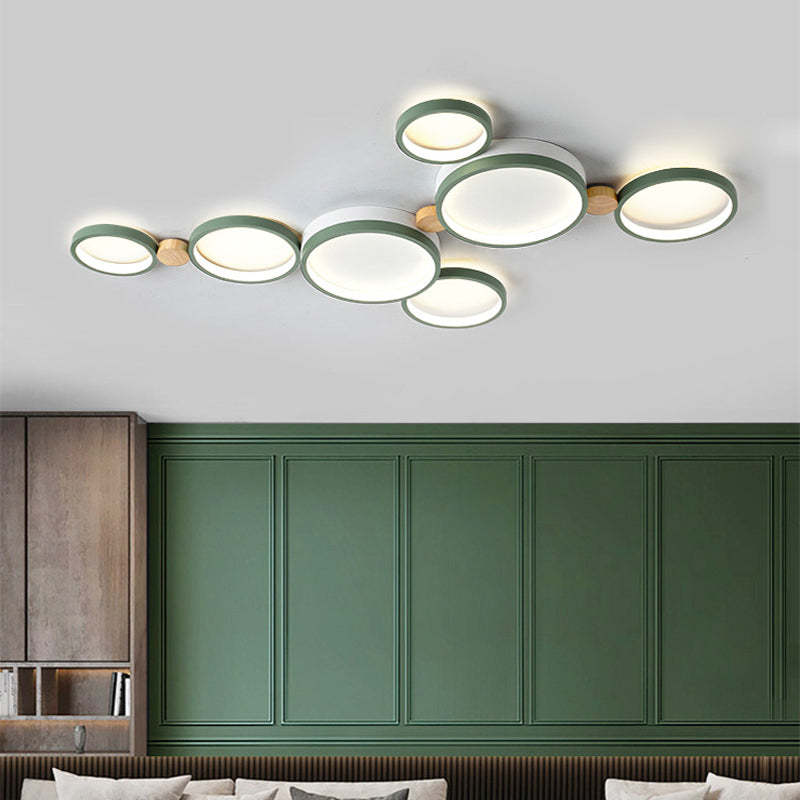 Arisha Minimalismo LED Plafoniera Bianco Rotonda Metallo Legno Soggiorno/Camera da Letto/Sala da Pranzo