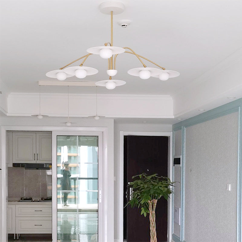 Arisha Design Mughetto LED Lampada a Sospensione Metallo Bianco/Oro Soggiorno/Camera da Letto