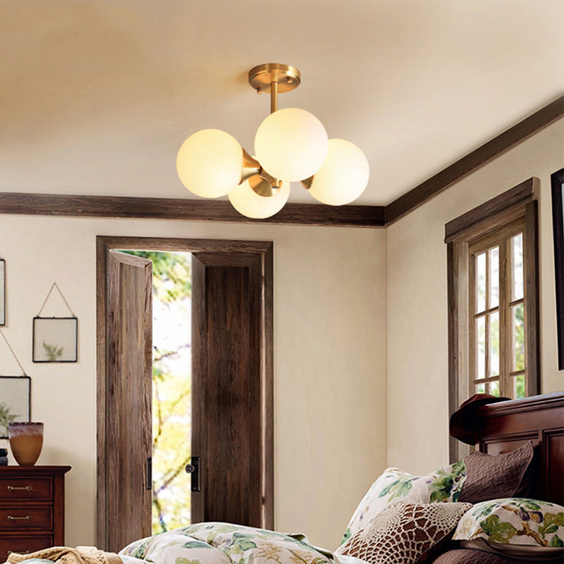 Valentina Design LED Minimalismo Lampade a Sospensione Globo Vetro Oro Camera da Letto