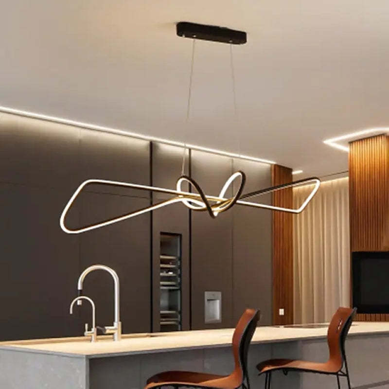 Bouvet Moderna LED Lampada a Sospensione Metallo Nero/Oro Lineare Soggiorno/Camera da Letto/Sala da Pranzo