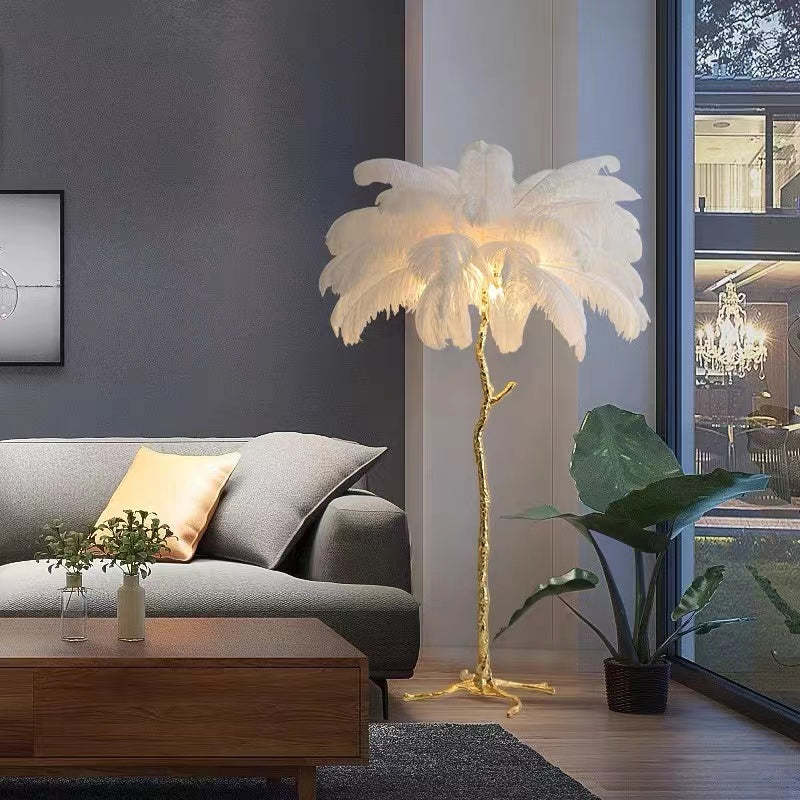 O'Moore Design LED Lampada da Terra Piuma Struzzo Lussa Soggiorno/Camera da Letto