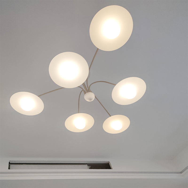 Arisha Design Mughetto LED Lampada a Sospensione Metallo Bianco/Oro Soggiorno/Camera da Letto