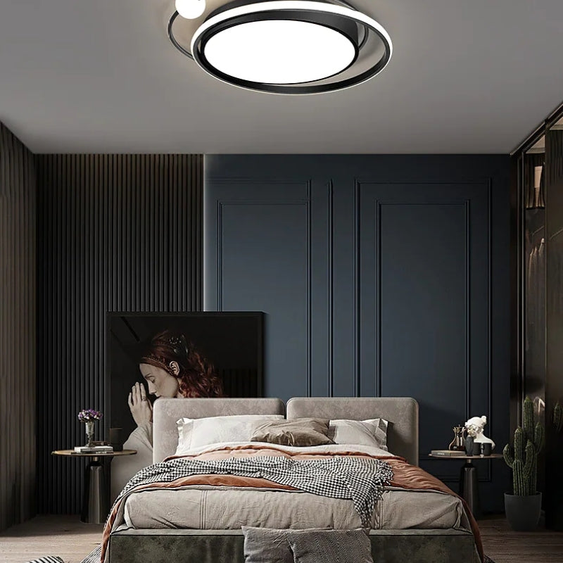 Arisha Moderna LED Minimalismo Multi Orbitale Plafoniera Nero/Oro Metallo Soggiorno/Camera da Letto