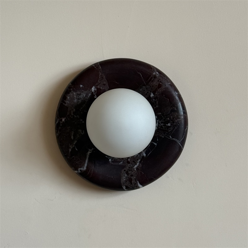 Uzorionis Nordic Art Deep Purple Red Glass Marble Sconce Wall Lamp - Lamp Copper