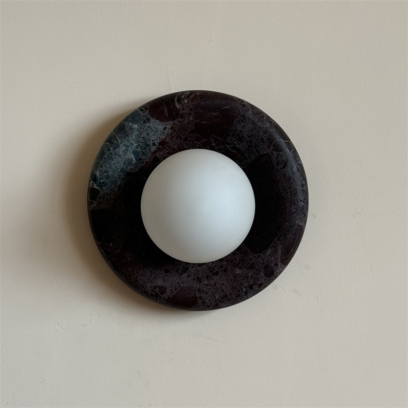 Uzorionis Nordic Art Deep Purple Red Glass Marble Sconce Wall Lamp - Lamp Copper