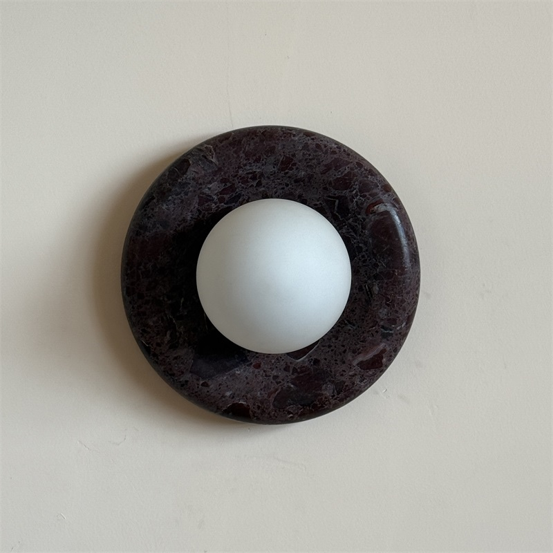 Uzorionis Nordic Art Deep Purple Red Glass Marble Sconce Wall Lamp - Lamp Copper