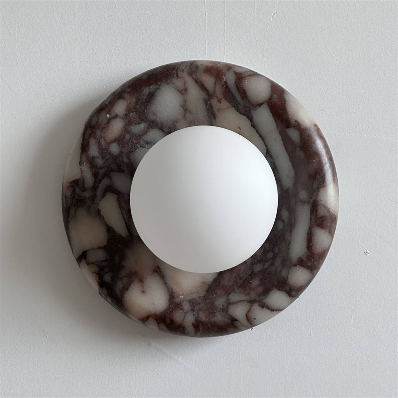 Evenir Modern Minimalist Bvlgari Purple Marble Sconce Wall Lamp - Lamp Copper