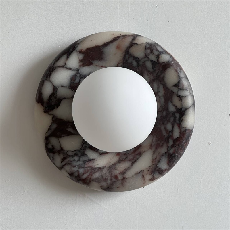 Evenir Modern Minimalist Bvlgari Purple Marble Sconce Wall Lamp - Lamp Copper