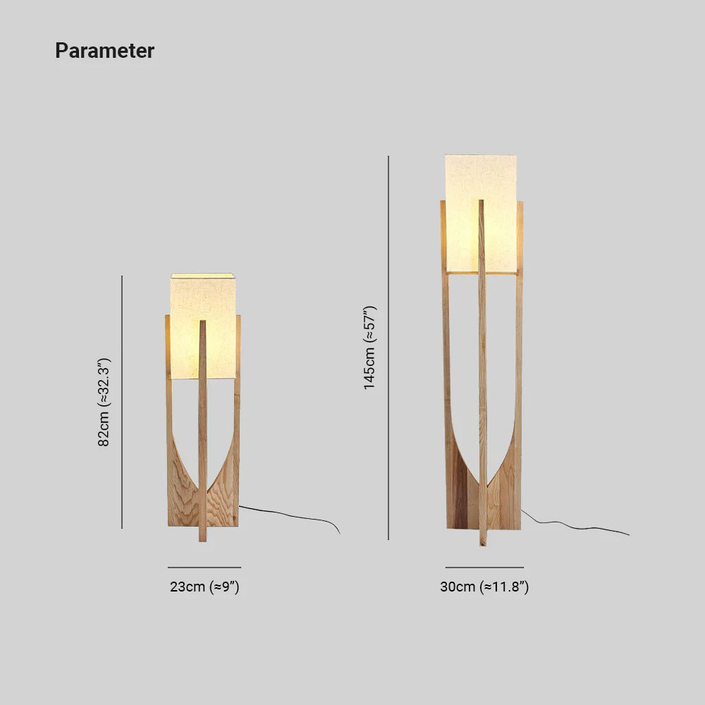 Muto Moderne LED Lampada da Terra Rettangolare Legno/Tessuto