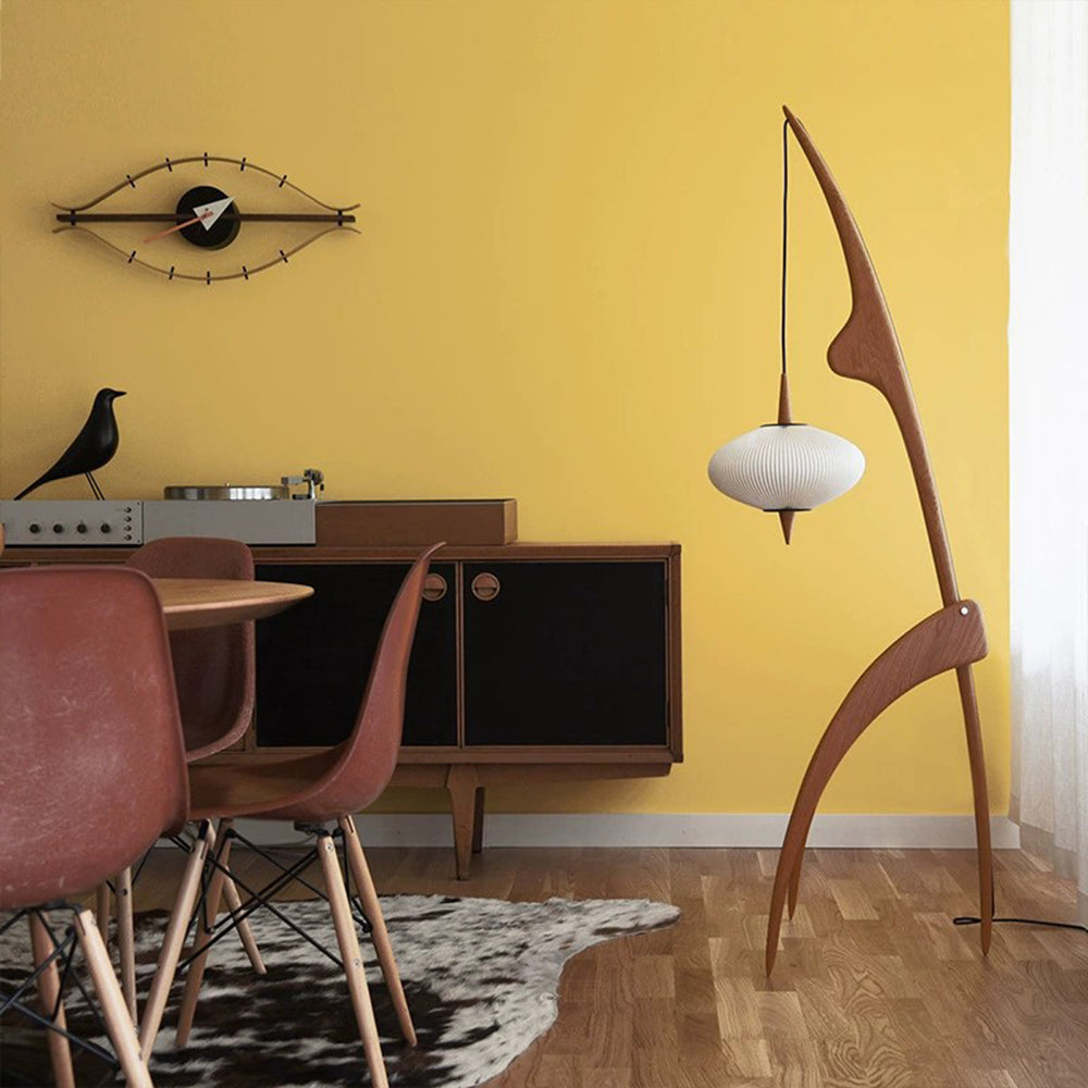 Ritta Moderne LED Lampada da Terra Legno/Tessuto Soggiorno