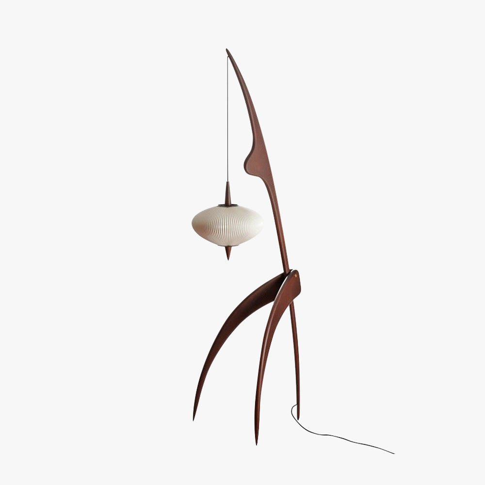 Ritta Moderne LED Lampada da Terra Legno/Tessuto Soggiorno
