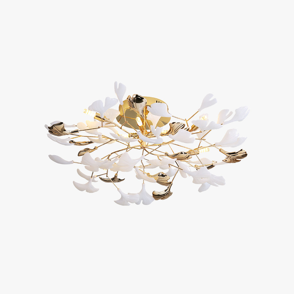 Olivia Bellissimo Design LED Plafoniera Art Ginkgo Biloba Ceramica Metallo Oro Soggiorno/Camera da Letto