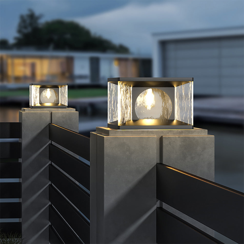 Ray Moderno Geometria Metallo Vetro Lampade da Esterno Nero