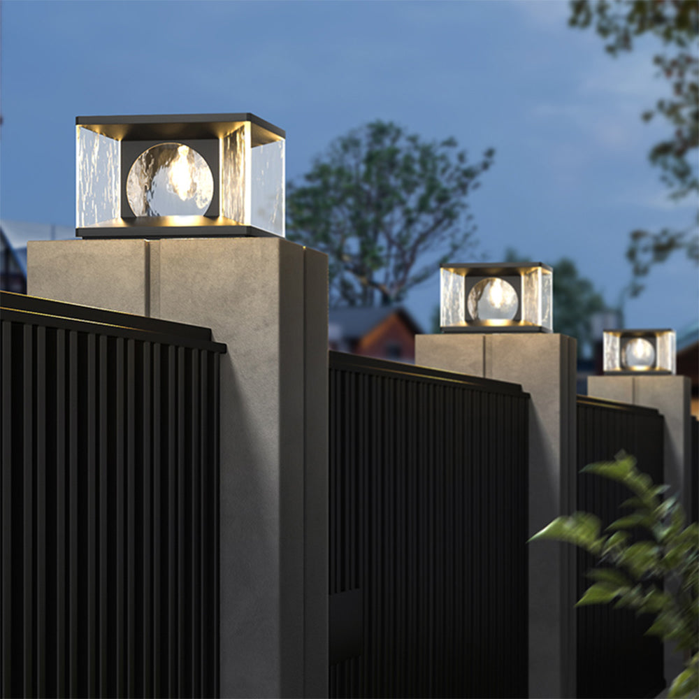 Ray Moderno Geometria Metallo Vetro Lampade da Esterno Nero