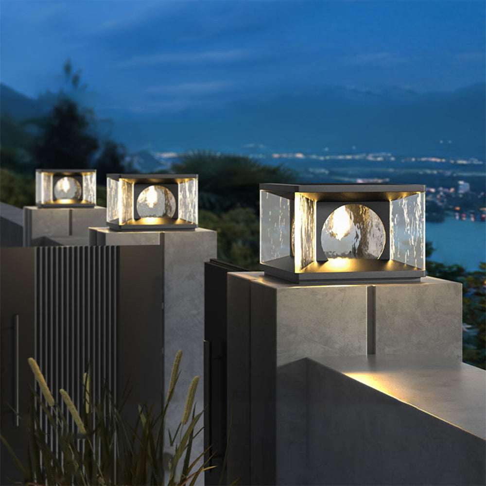 Ray Moderno Geometria Metallo Vetro Lampade da Esterno Nero