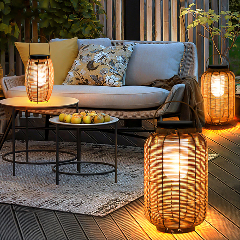 Ritta Lanterna Retrò Solare Lampade da Esterno Metallo/Imitazione Rattan