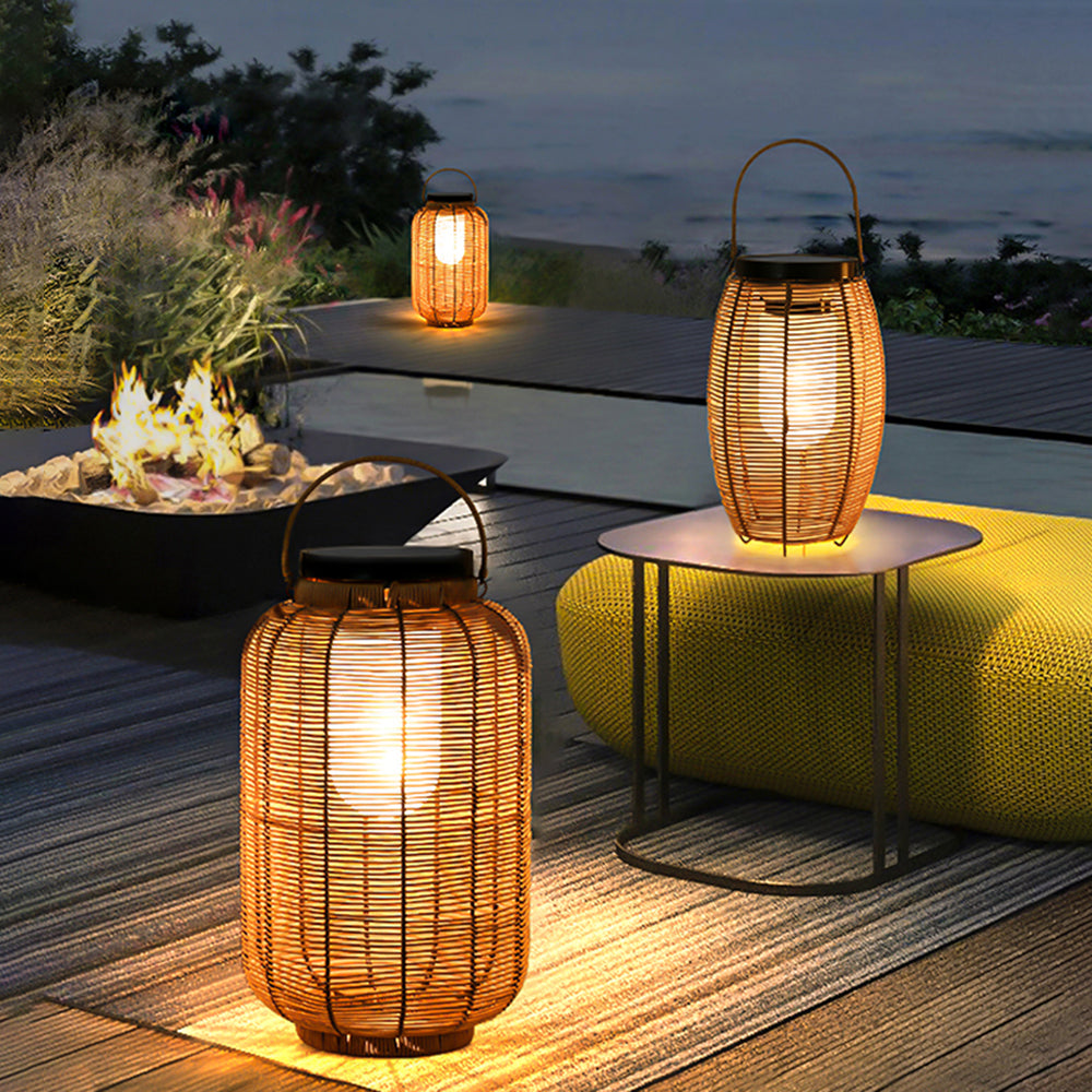Ritta Lanterna Retrò Solare Lampade da Esterno Metallo/Imitazione Rattan