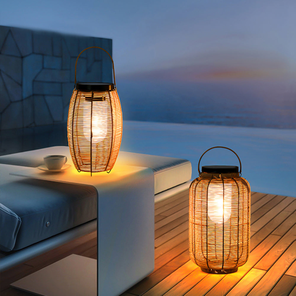 Ritta Lanterna Retrò Solare Lampade da Esterno Metallo/Imitazione Rattan