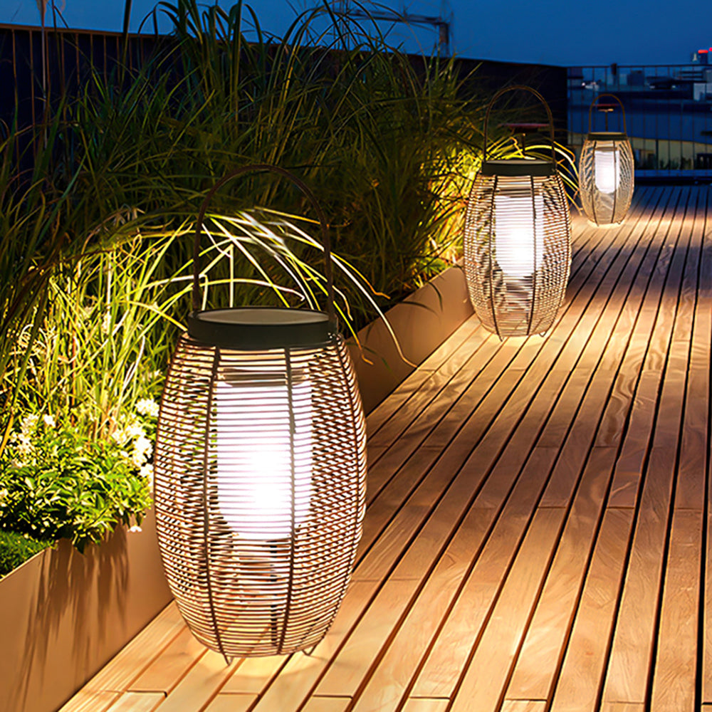 Ritta Lanterna Retrò Solare Lampade da Esterno Metallo/Imitazione Rattan