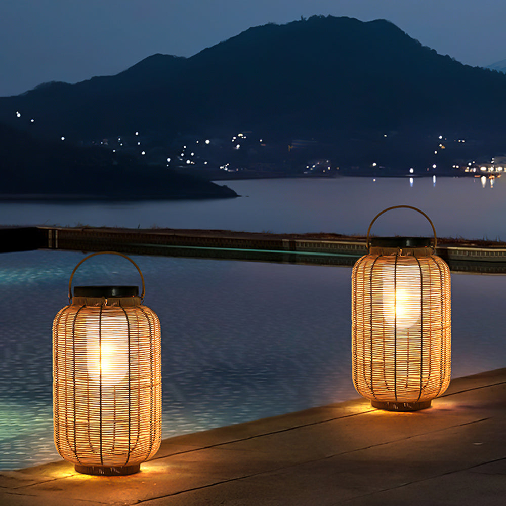 Ritta Lanterna Retrò Solare Lampade da Esterno Metallo/Imitazione Rattan