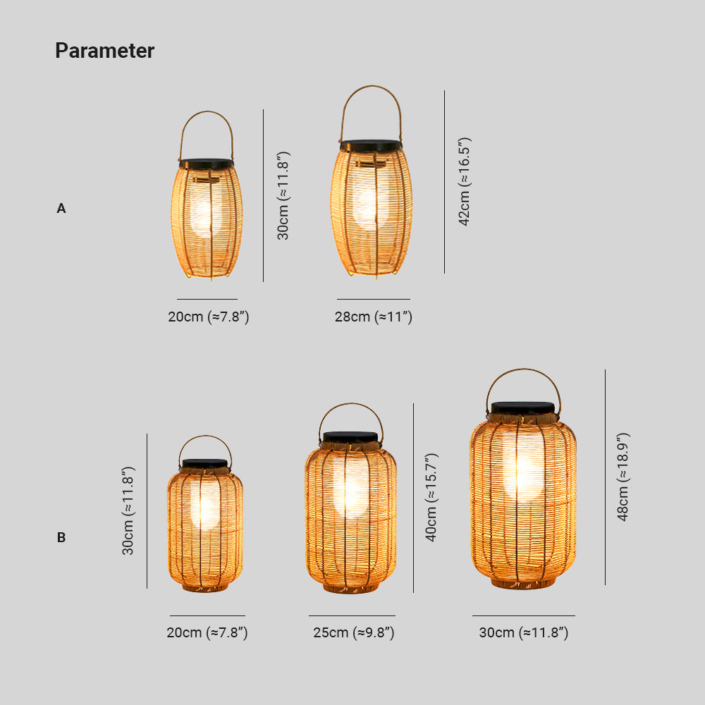 Ritta Lanterna Retrò Solare Lampade da Esterno Metallo/Imitazione Rattan