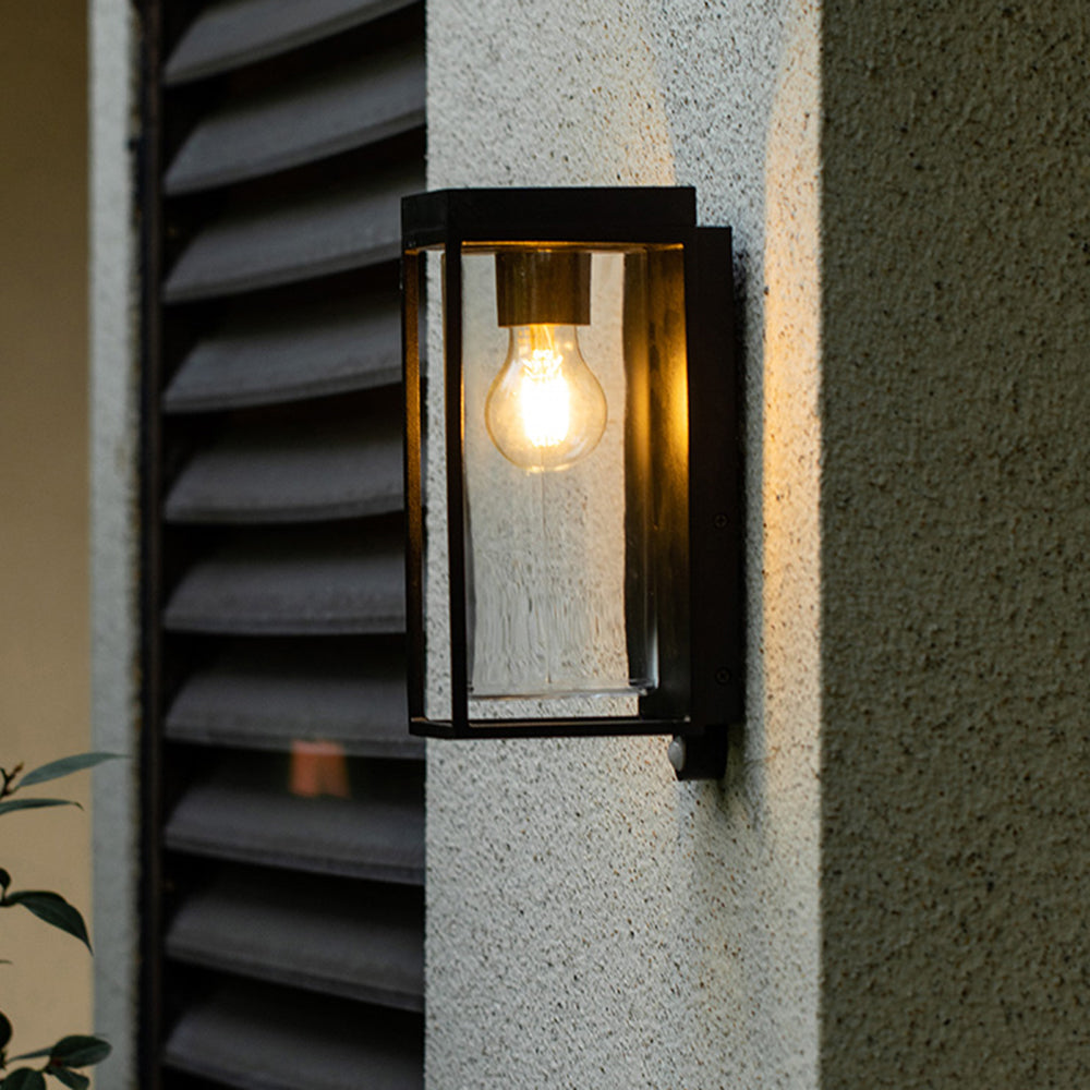 Ray Moderno Rettangolare Solare Impermeabile Metallo Vetro Applique da Esterno