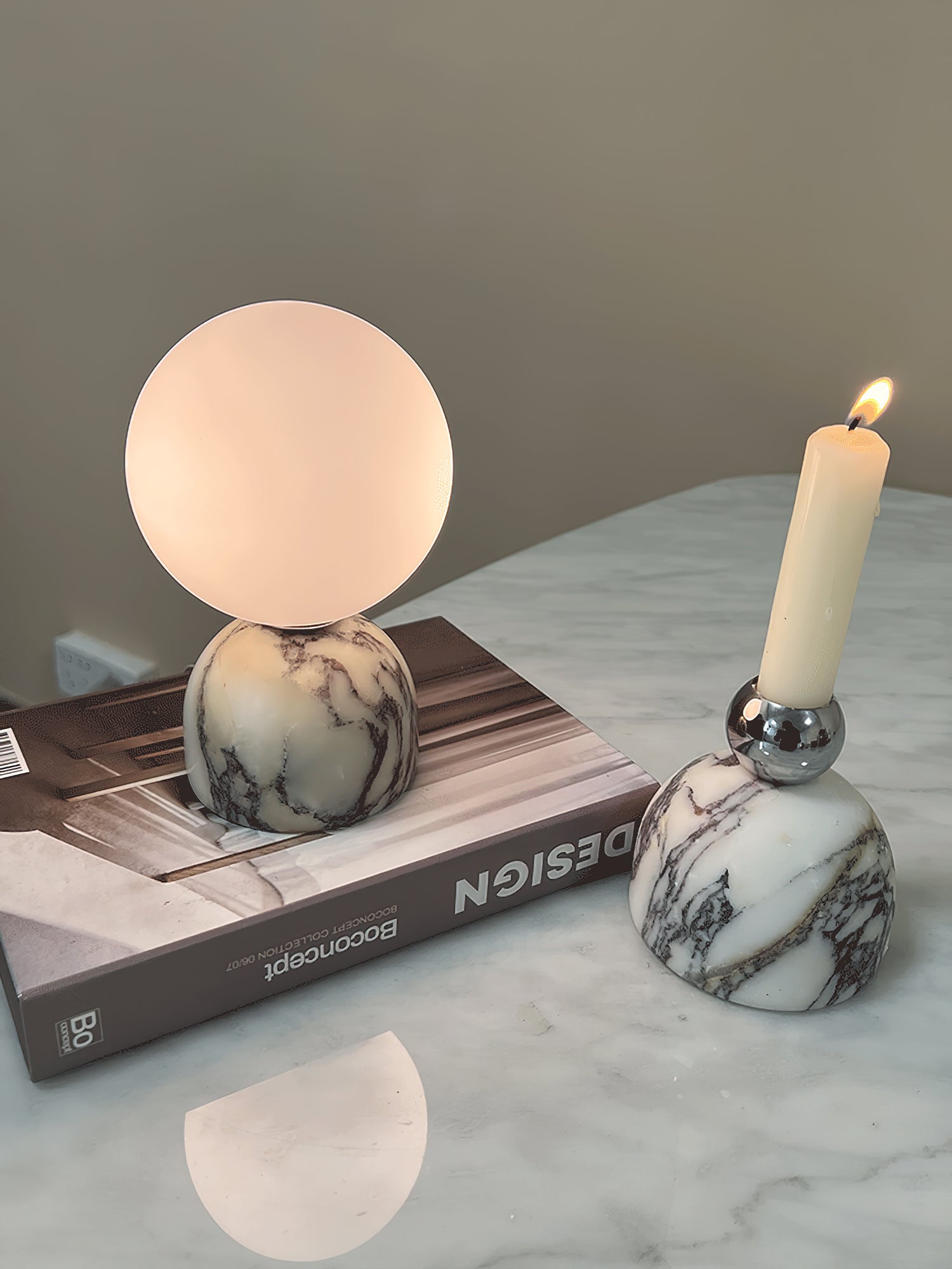 Aalia Marble Modern Minimalist Table Lamp - Lamp Copper