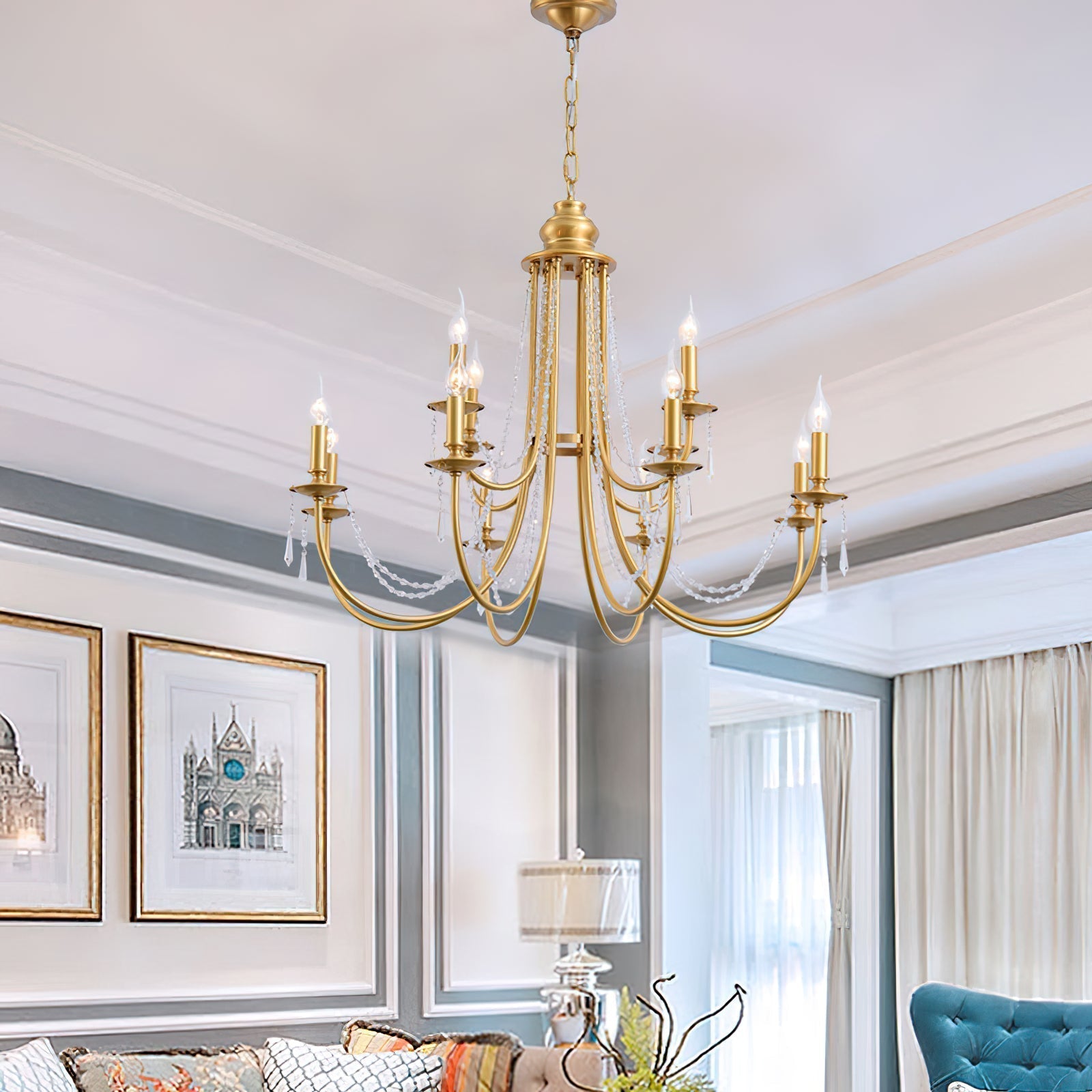 Acroma Modern Traditional Crystal Chandelier - Lamp Copper