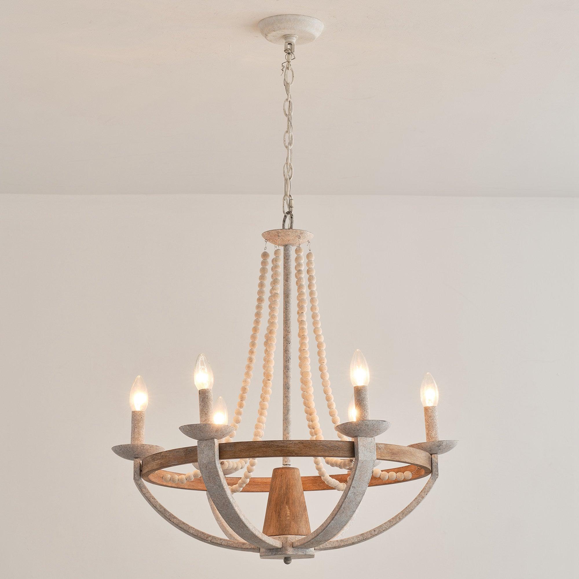 Adan Modern Traditional Wood Chandelier - Lamp Copper