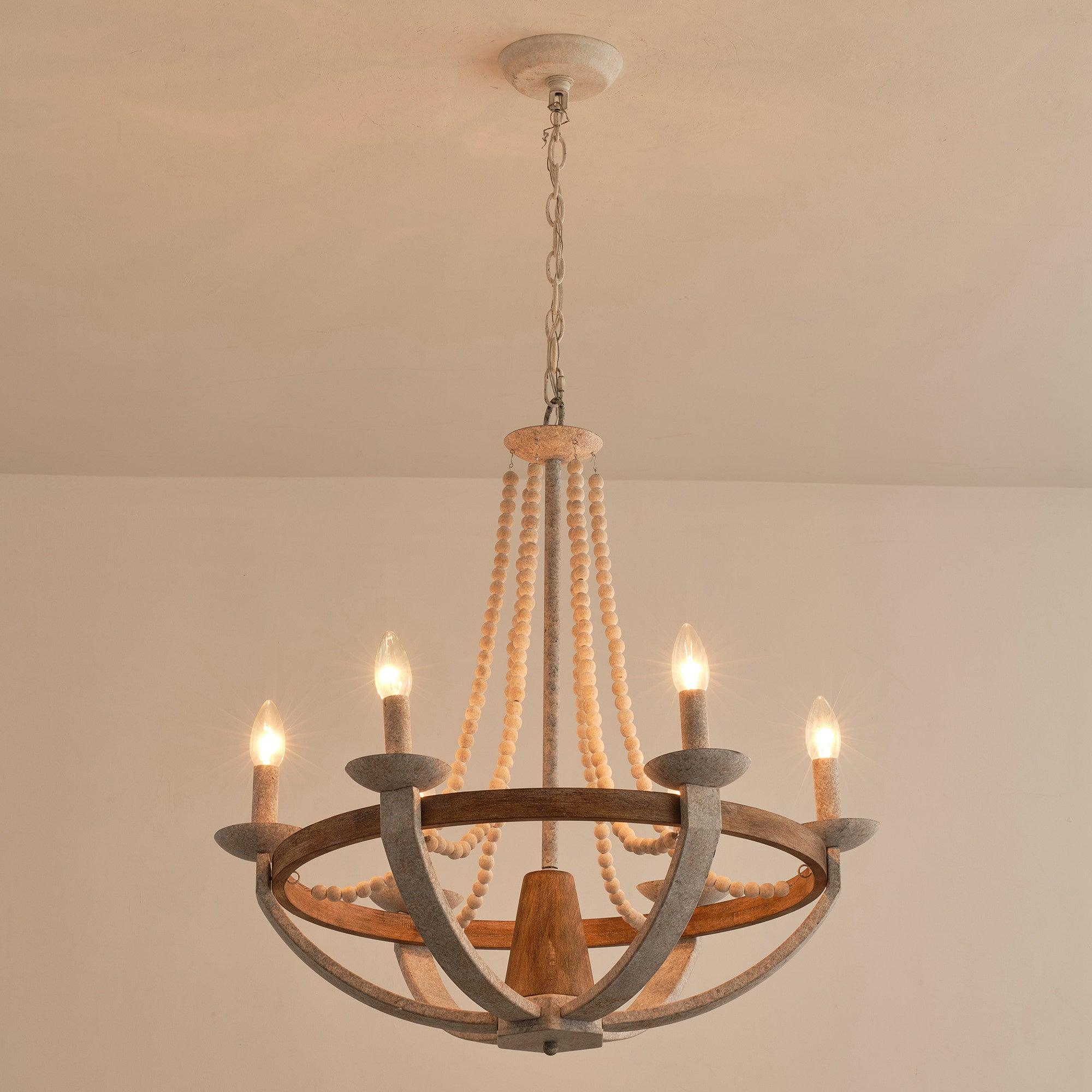 Adan Modern Traditional Wood Chandelier - Lamp Copper