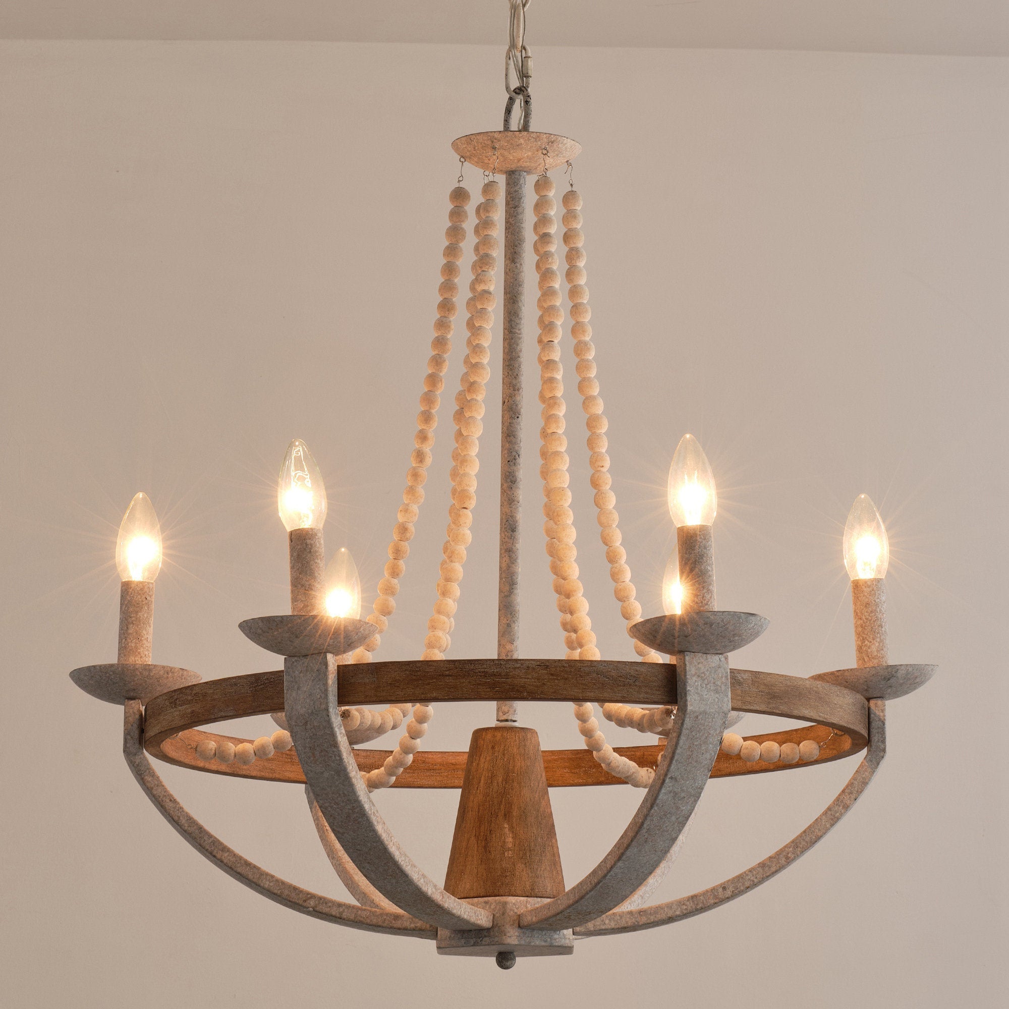 Adan Modern Traditional Wood Chandelier - Lamp Copper