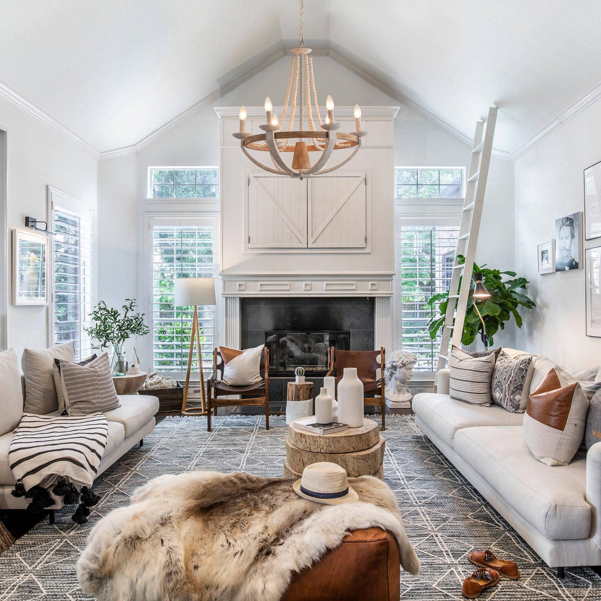 Adan Modern Traditional Wood Chandelier - Lamp Copper