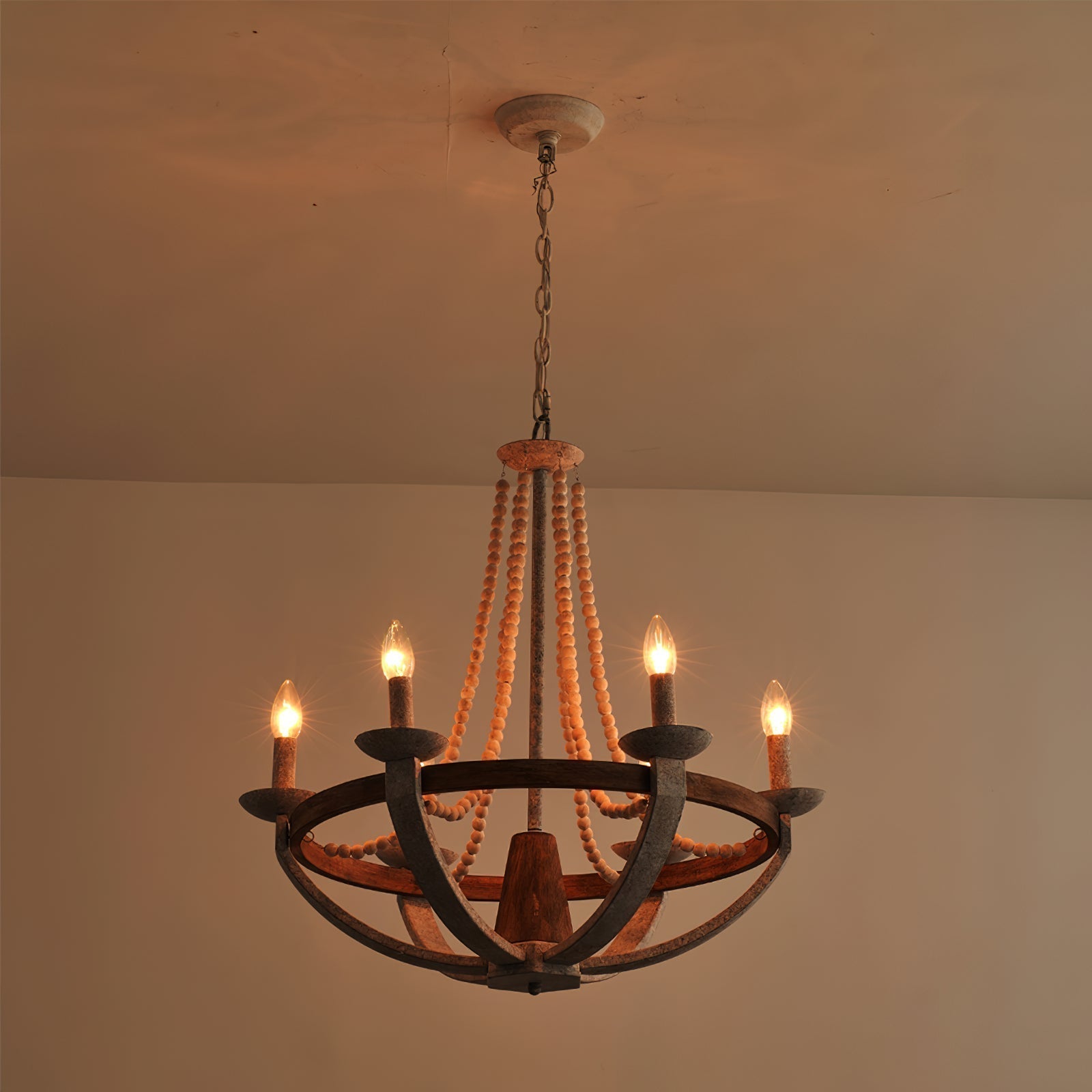 Adan Modern Traditional Wood Chandelier - Lamp Copper