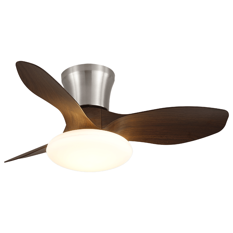 Ventilatore da Soffitto Velora Moderno in Legno con Luce, dettaglio della finitura noce