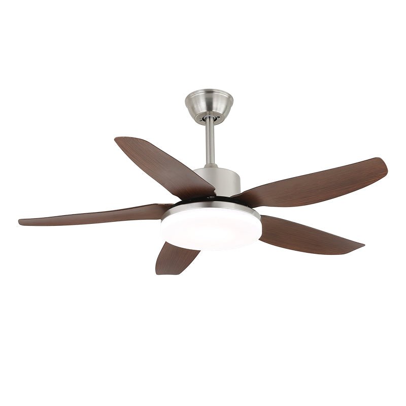 Vista dall'alto del ventilatore da soffitto Aurefan in legno con luce