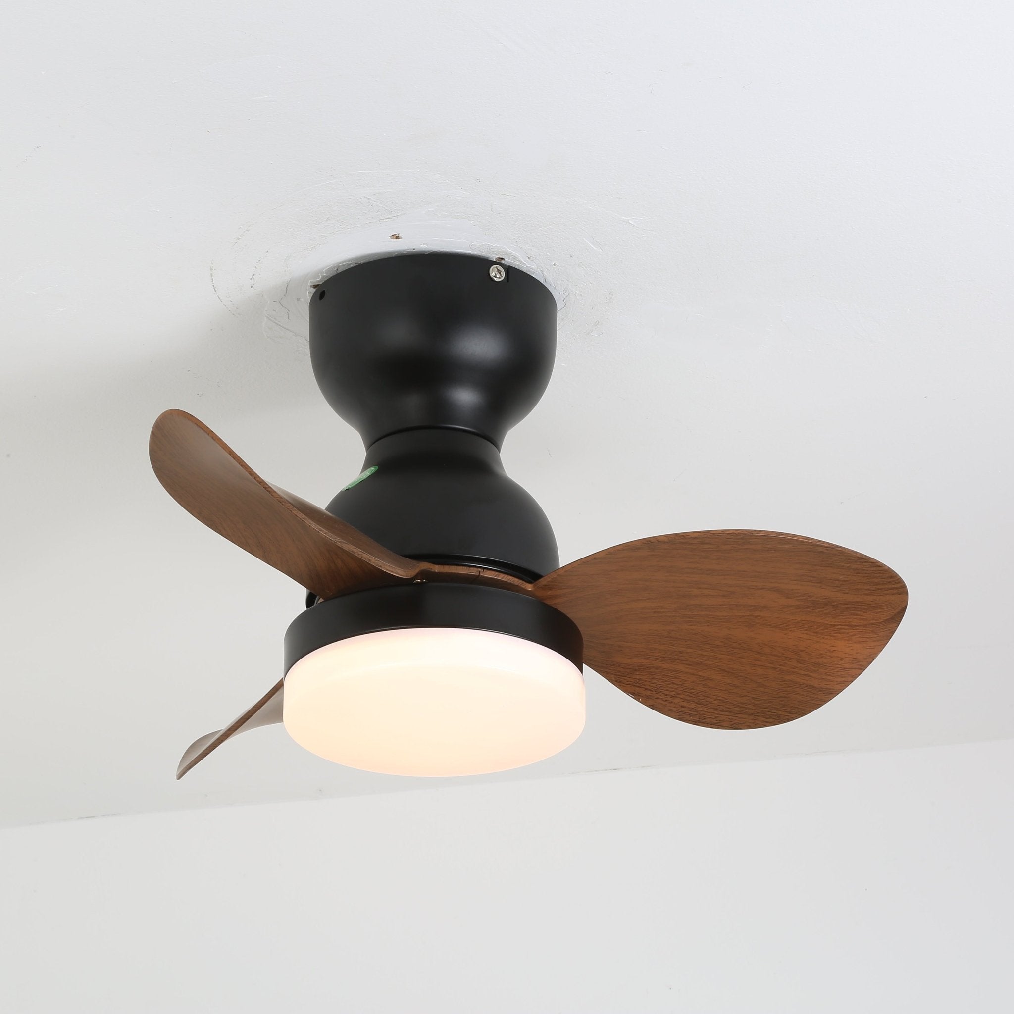 Vista dell'installazione del ventilatore da soffitto con luce Silas