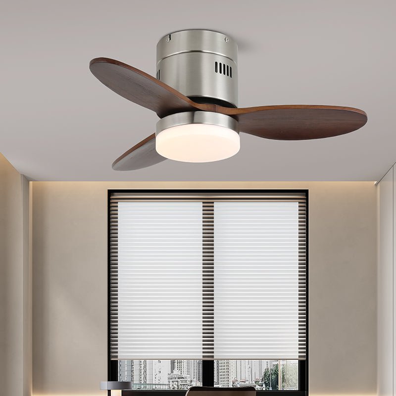 Ventilatore da Soffitto con Luce Eris Minimalista in Legno con finitura Nera