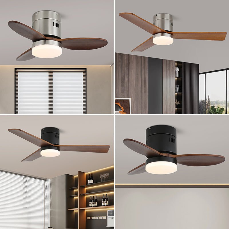 Profilo laterale del Ventilatore da Soffitto con Luce Eris Minimalista in Legno