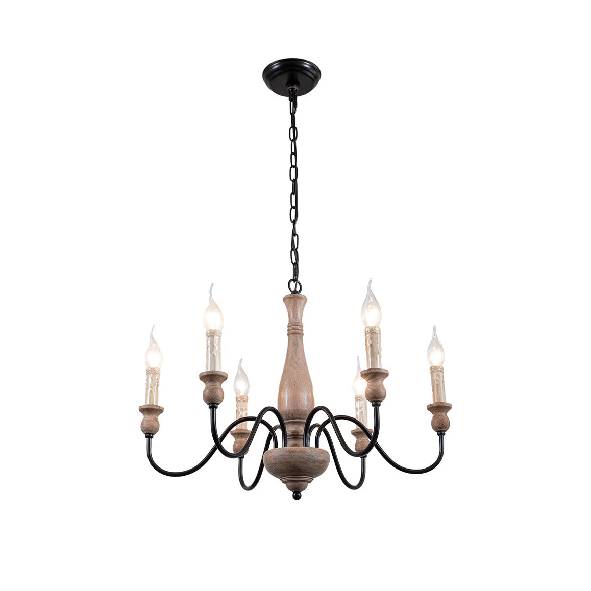 Afralia Modern Industrial Wooden Chandelier - Lamp Copper