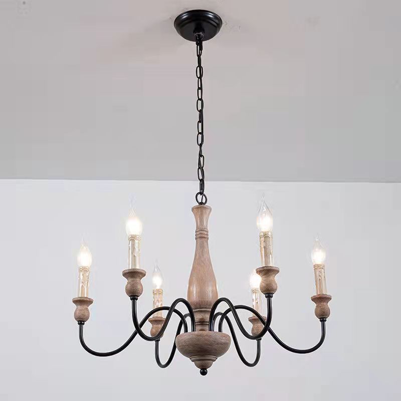 Afralia Modern Industrial Wooden Chandelier - Lamp Copper