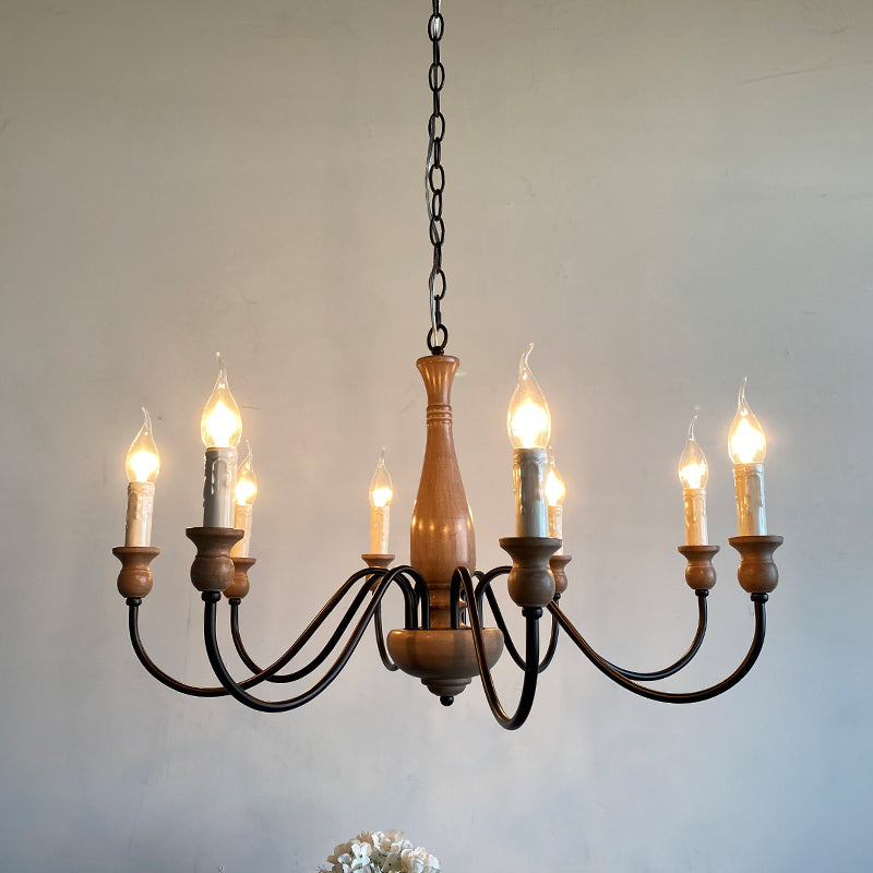 Afralia Modern Industrial Wooden Chandelier - Lamp Copper