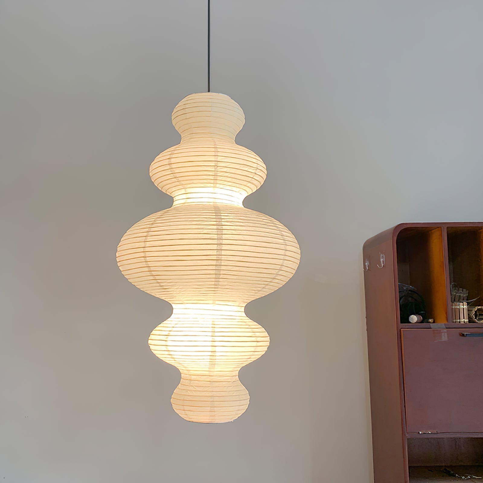 Ritta Lampada a Sospensione Giapponese Scultorea in Carta Plug-In